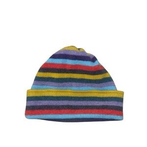 WoolOvers 100% Pure New Wool Stripe Multicolored‎ Beanie Hat